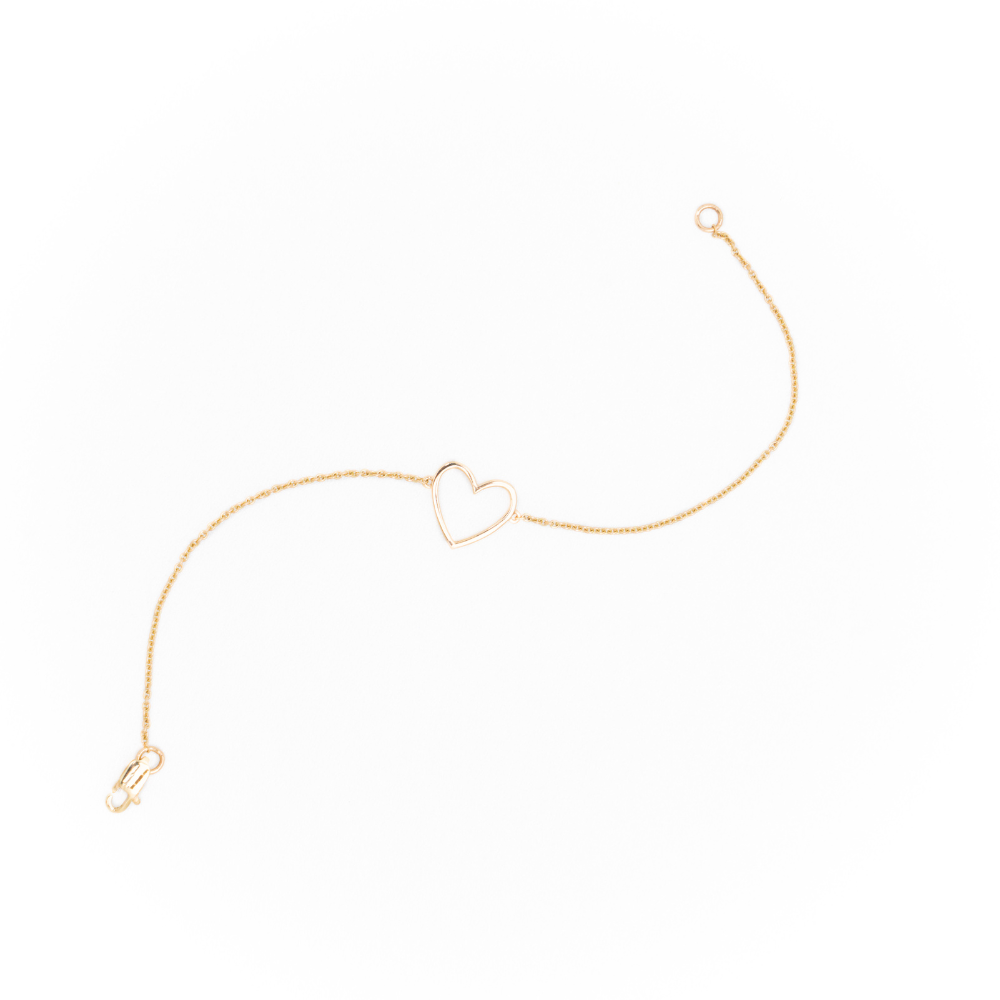 heart shape motif gold bracelet