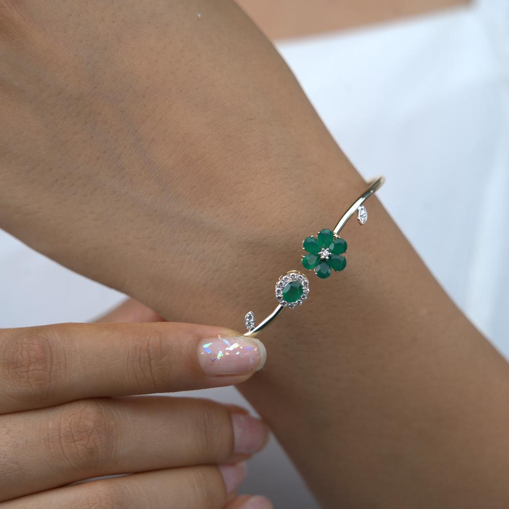 Emerald green gemstone bangle bracelet