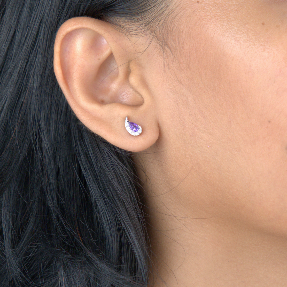 Natural Amethyst Earrings Stud